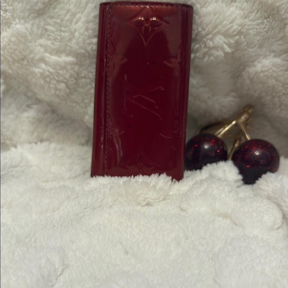 Louis Vuitton Red Leather Key Card Holder